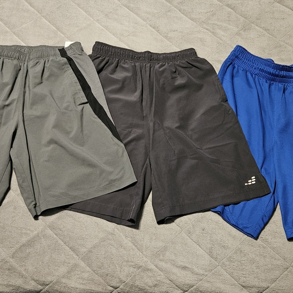 Boys Athletic Shorts - Gray, Black, and Blue